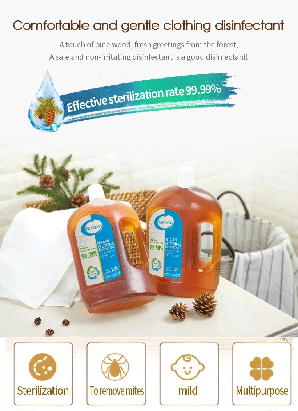 Wholesale Clothing Disinfection Multifunctional Deep Cleaning Disinfecting 1.8L Bleach Liquid Disinfection